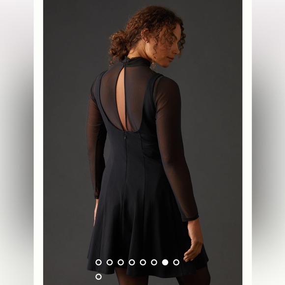 nwt ANTHROPOLOGIE | Maeve Layered Sheer Mini Dress | Little Black Dress | Small - Picture 7 of 13